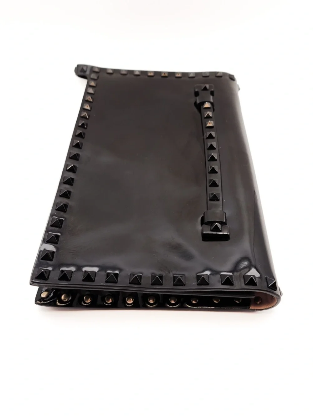 VALENTINO Garavani Rockstud Black Patent Leather Designer Clutch Wristlet